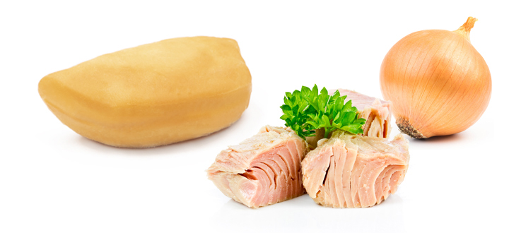 deep frozen prebaked tuna and onion panzerotti